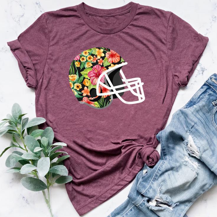 Hawaiian FlowerFootball Helmet Bella Canvas T-shirt