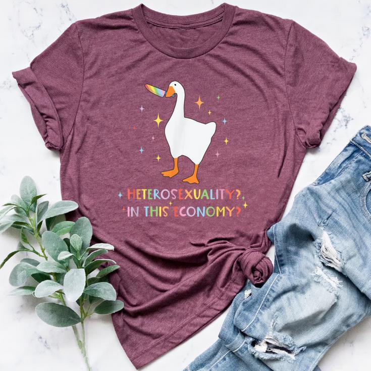 Heterosexuality In This Economy Lgbt Pride Goose Rainbow Bella Canvas T-shirt