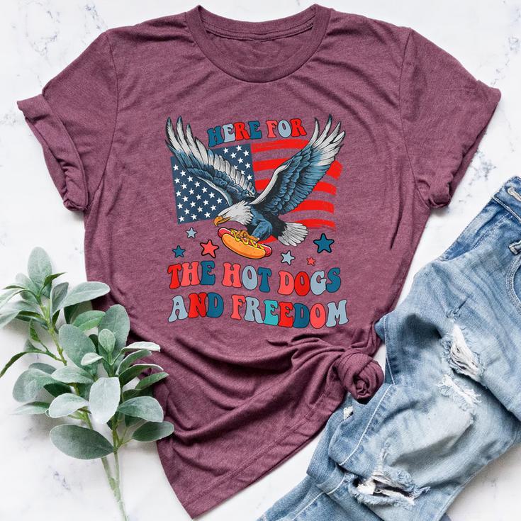 Here For The Hot Dogs And Freedom 4Th Of July Boys Girls Bella Canvas T-shirt