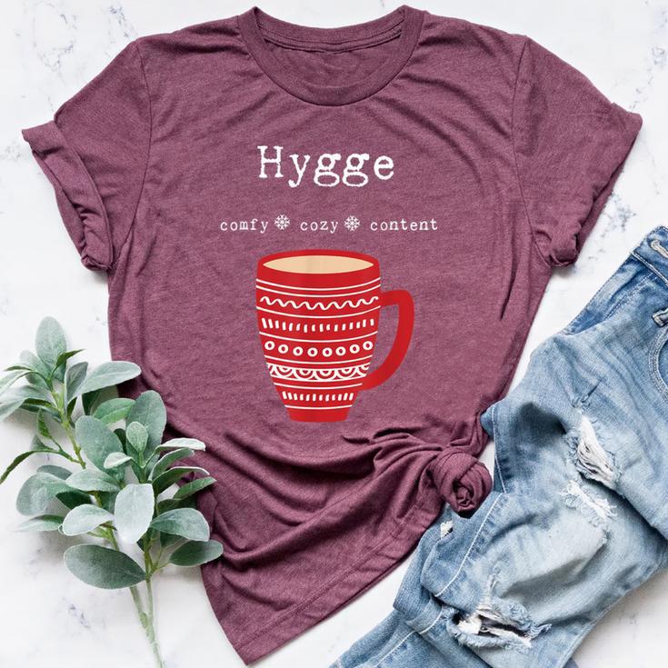 Hygge Comfy Cozy Content Coffee Cup Bella Canvas T-shirt