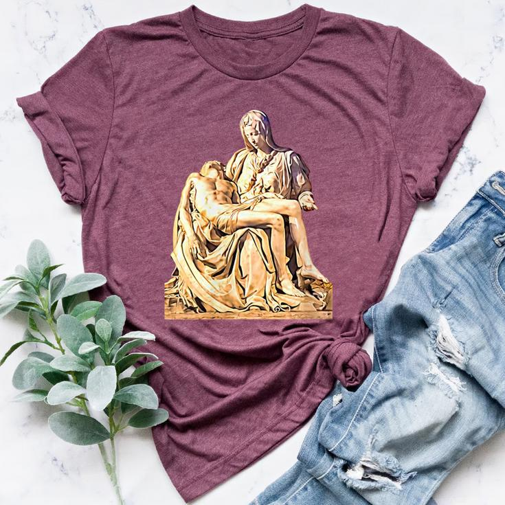 Italian Sculptor Michelangelo Pieta Statue Jesus Mother Mary Bella Canvas T-shirt