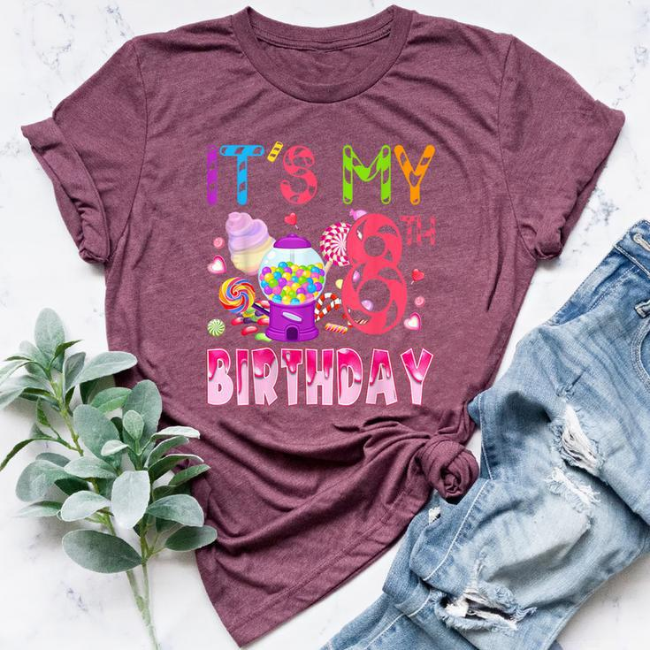 Its My 8Th Birthday Candy Candyland Birthday Girl 8 Year Old Bella Canvas T-shirt