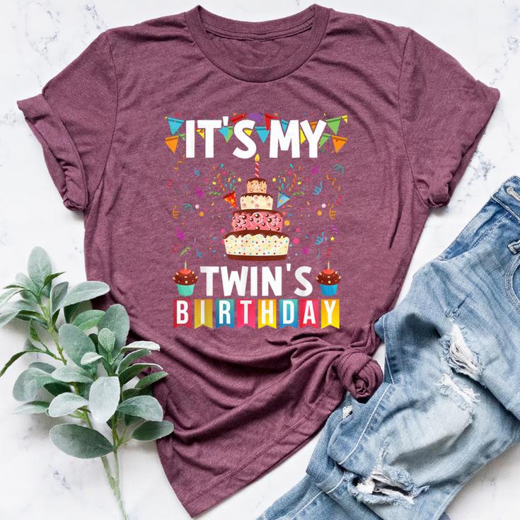 It's My Twin's Birthday Twins Matching Birthday Mom Dad Bella Canvas T-shirt