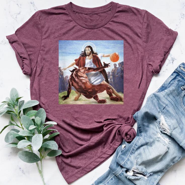 Jesus Crossing Up The Devil Christian Women Bella Canvas T-shirt