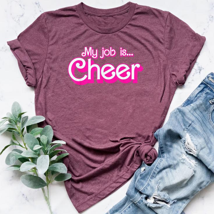 My Job Is Cheer Pink Retro Cheer Mom Girls Bella Canvas T-shirt