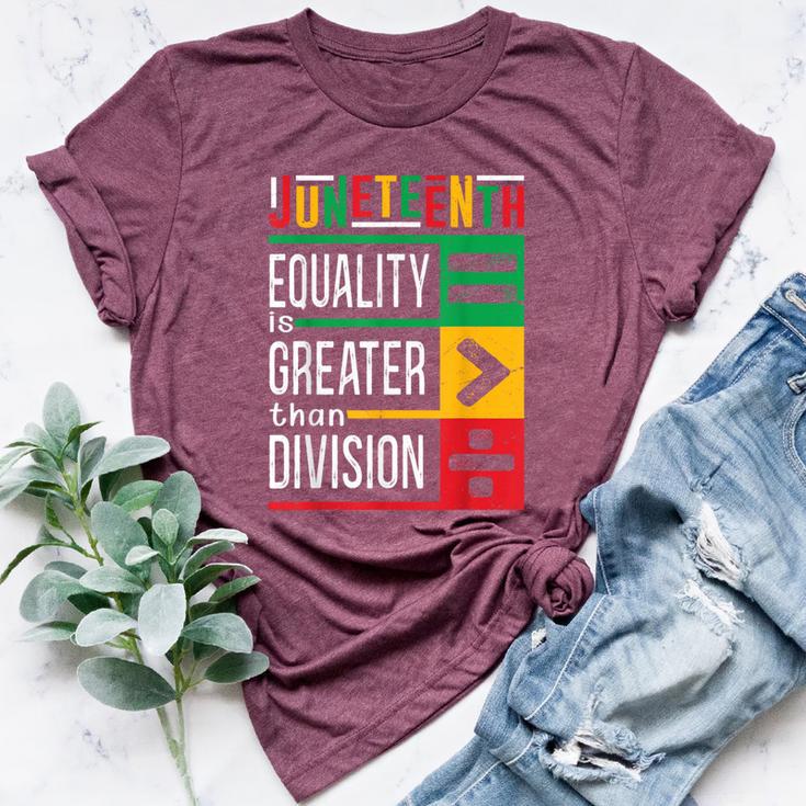 Junenth Equality Is Greater Than Division Afro Women Bella Canvas T-shirt