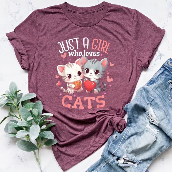 Just A Girl Who Loves Cats Cute Cat Lover Bella Canvas T-shirt