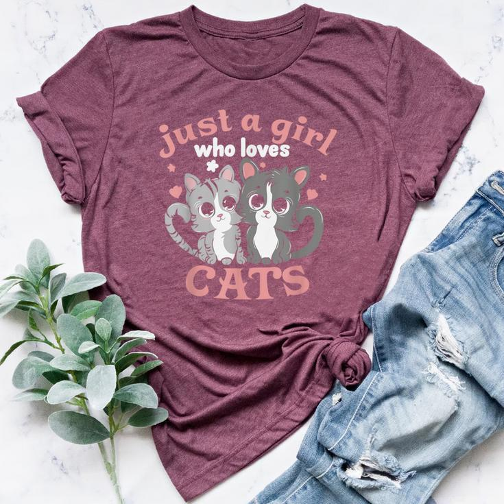 Just A Girl Who Loves Cats Girls Cat Lovers Bella Canvas T-shirt