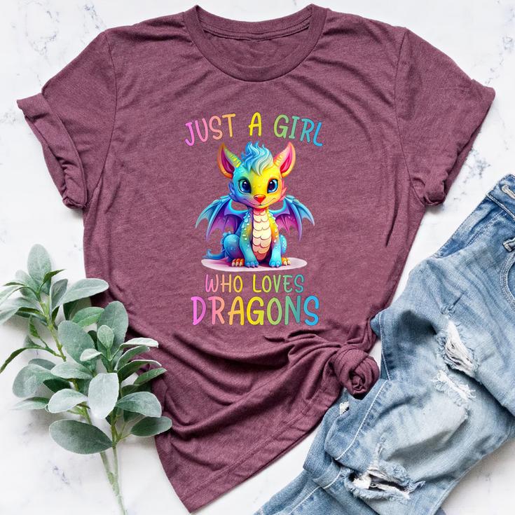 Just A Girl Who Loves Dragons Girl Colorful Dragon Bella Canvas T-shirt