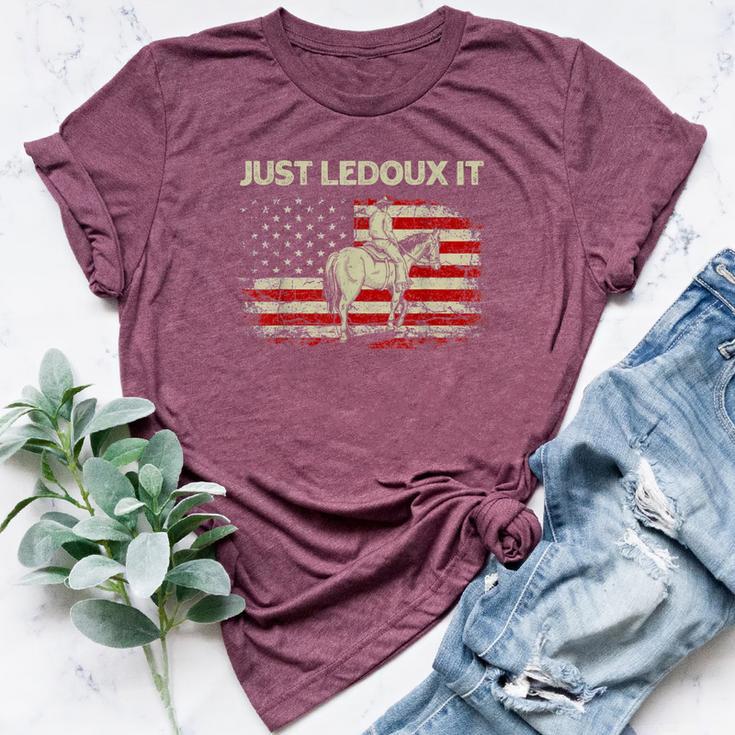 Just Ledoux It Cowboy Whiskey Wine Lover Vintage Usa Flag Bella Canvas T-shirt