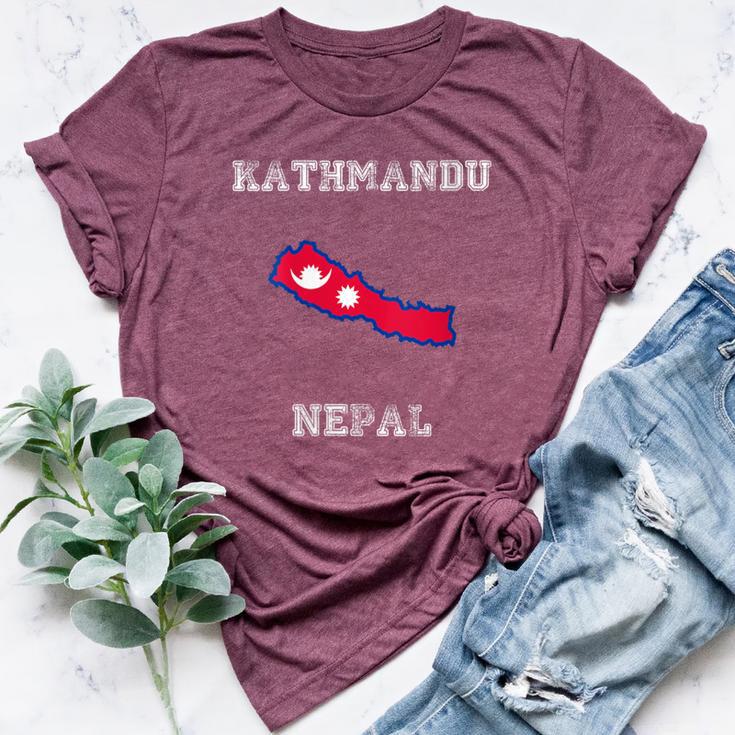 Kathmandu Nepal Vintage Nepal Flag Map Bella Canvas T-shirt