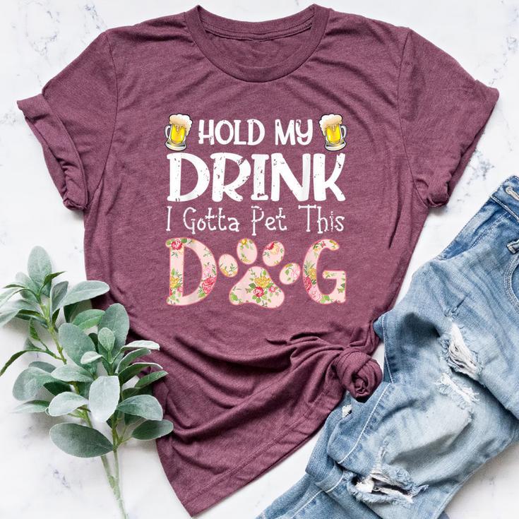 Ki Cute Drinking Beer Dog Paw Print Lover Costume Dog Mom Bella Canvas T-shirt