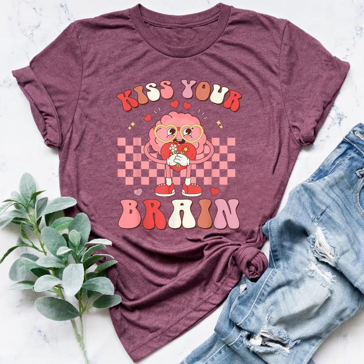 Kiss Your Brain Retro Valentines Day Teacher Squad Kid Women Bella Canvas T-shirt