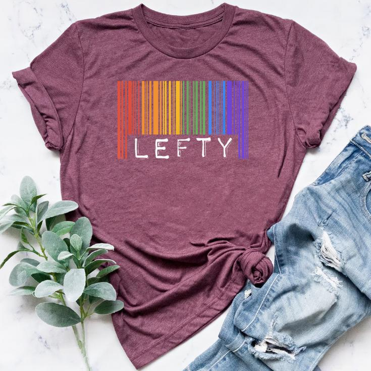 Lefty Left Handed Gay Pride Flag Barcode Queer Rainbow Lgbtq Bella Canvas T-shirt