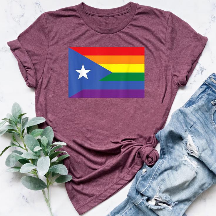 Lgbt Gay Pride Rainbow Puerto Rican Flag Bella Canvas T-shirt