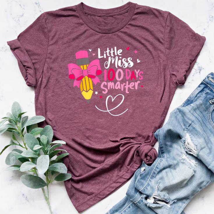 Little Miss 100 Days Smarter 100Th Day Of School Girls Kid Bella Canvas T-shirt
