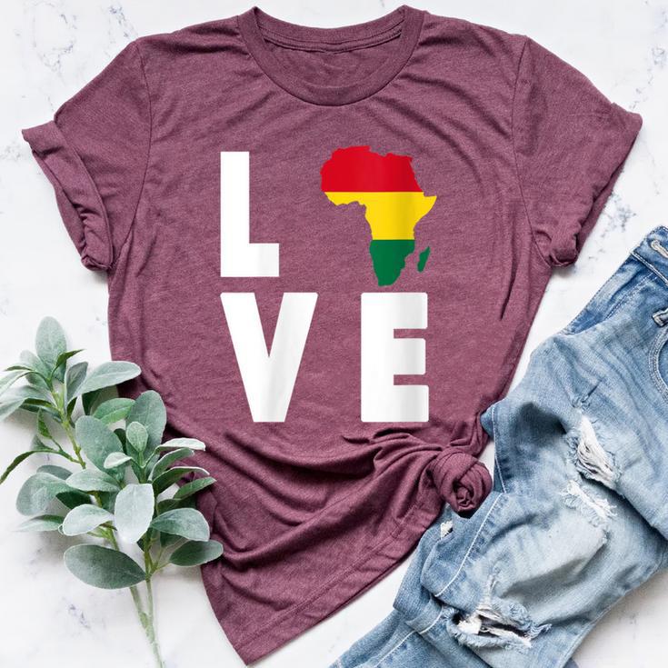 Love Africa Map Afrikan Pride African Diaspora Ancestry Ryg Bella Canvas T-shirt