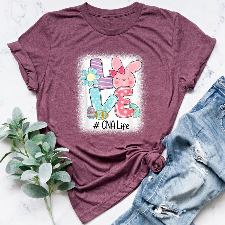 Love Bunny Cna Nurse Life Bleached Easter Day Cute Bunny Bella Canvas T-shirt