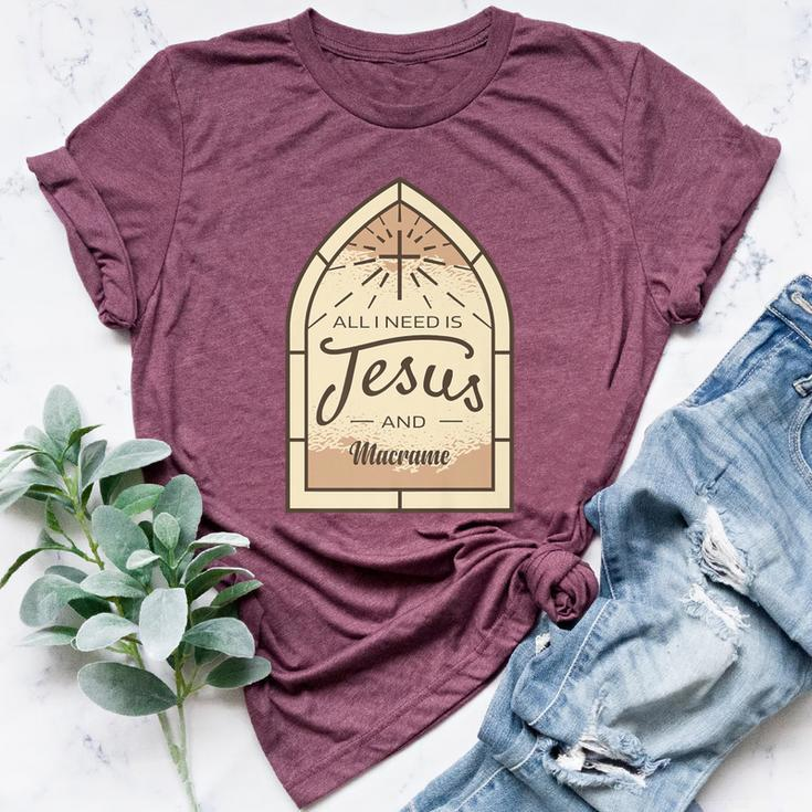 I Love Jesus And Macrame Hobby Lover Christian Bella Canvas T-shirt