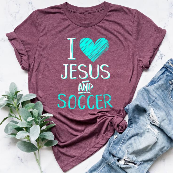 I Love Jesus And Soccer Christian Futbal Goalie Bella Canvas T-shirt