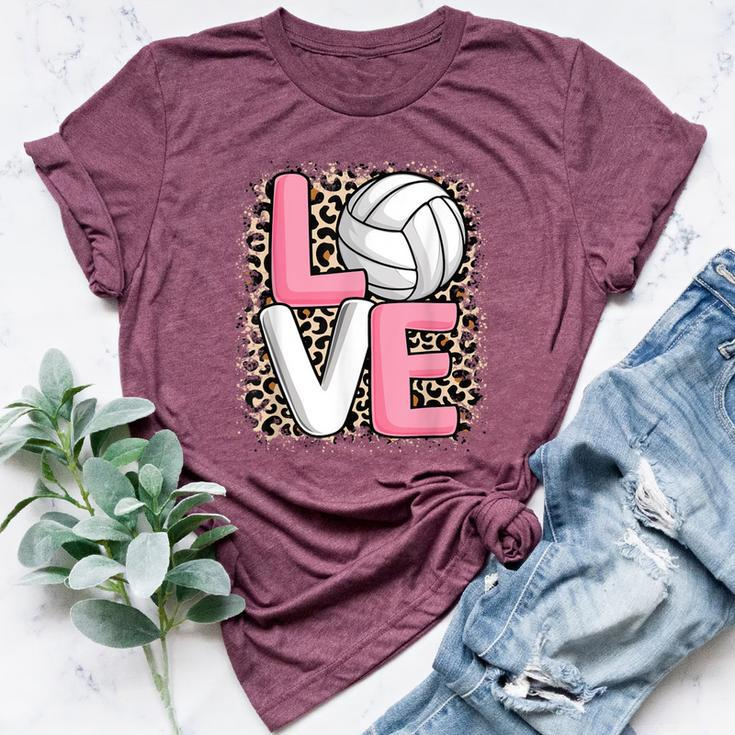 Love Volleyball Leopard Print Girls Volleyball Lover Bella Canvas T-shirt