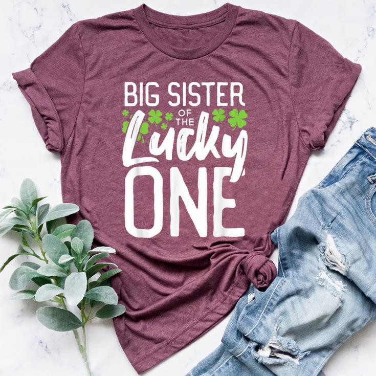 Lucky One First Birthday Big Sister Family St Patrick's Day Bella Canvas T-shirt