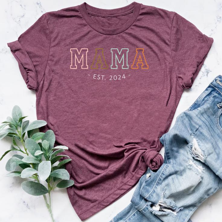 Mama Est 2024 Promoted To Mommy Mother's Day Mom To Be 2024 Bella Canvas T-shirt