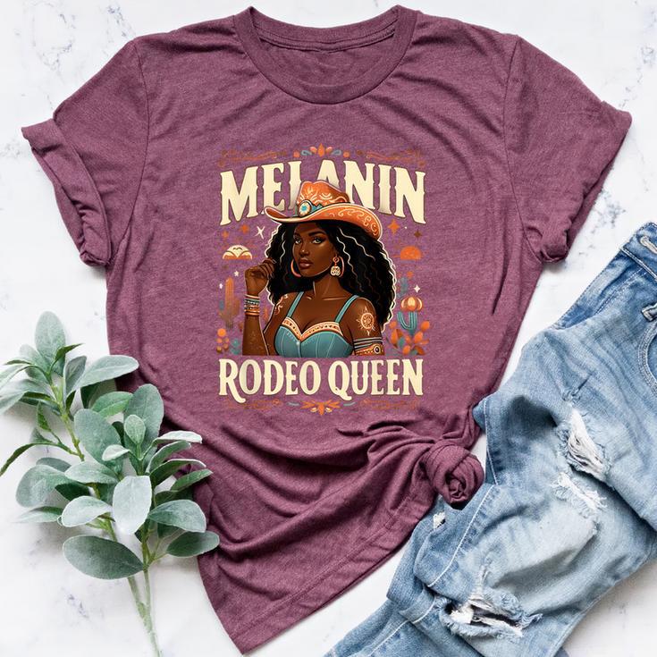 Melanin Rodeo Queen African-American Cowgirl Black Cowgirl Bella Canvas T-shirt