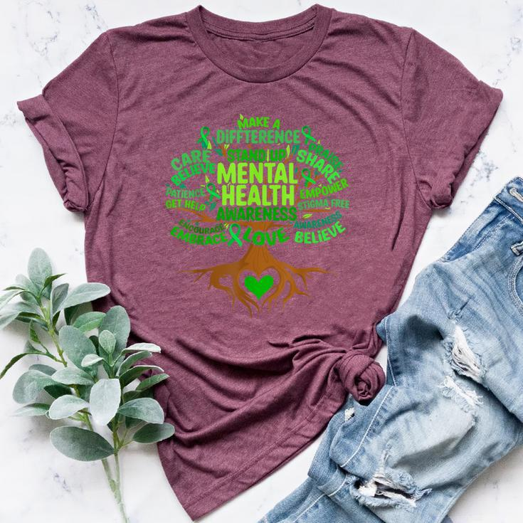 Mental Health Awareness Tree Grreen Ribbon Bella Canvas T-shirt