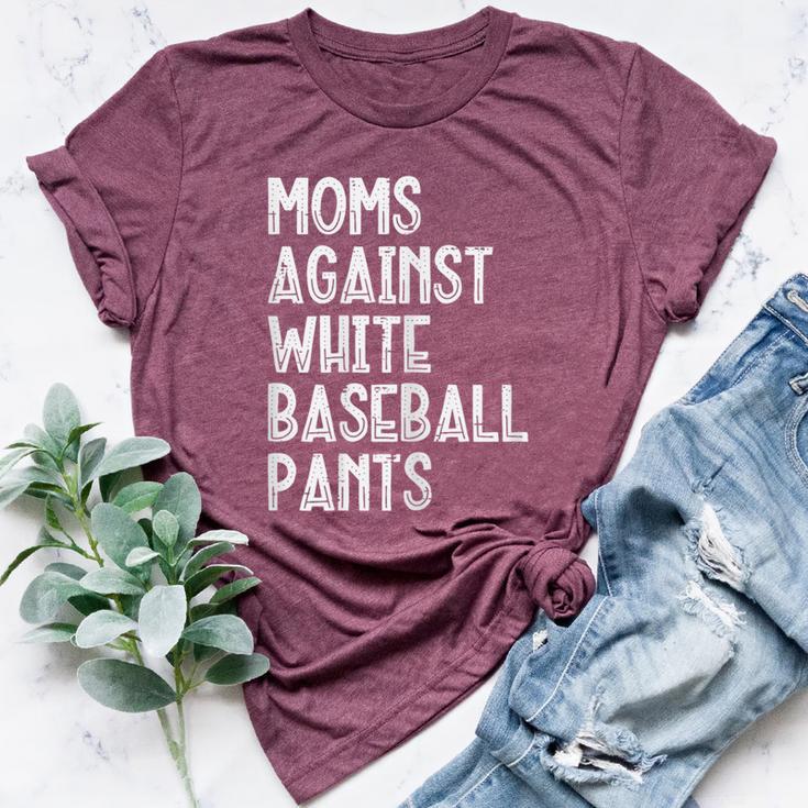 Moms Against White Baseball Pants Mommy Mama Women Bella Canvas T-shirt