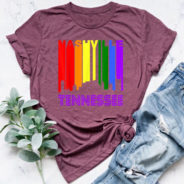 Nashville Tennessee Lgbtq Gay Pride Rainbow Skyline Bella Canvas T-shirt