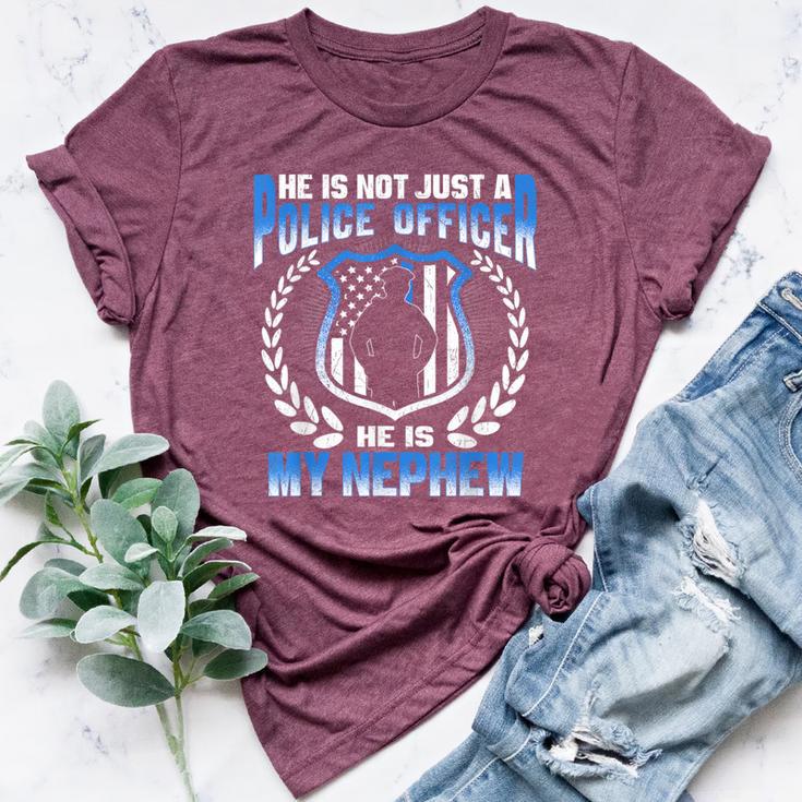 My Nephew Is A Brave Police Officer Proud Police Aunt Uncle Bella Canvas T-shirt