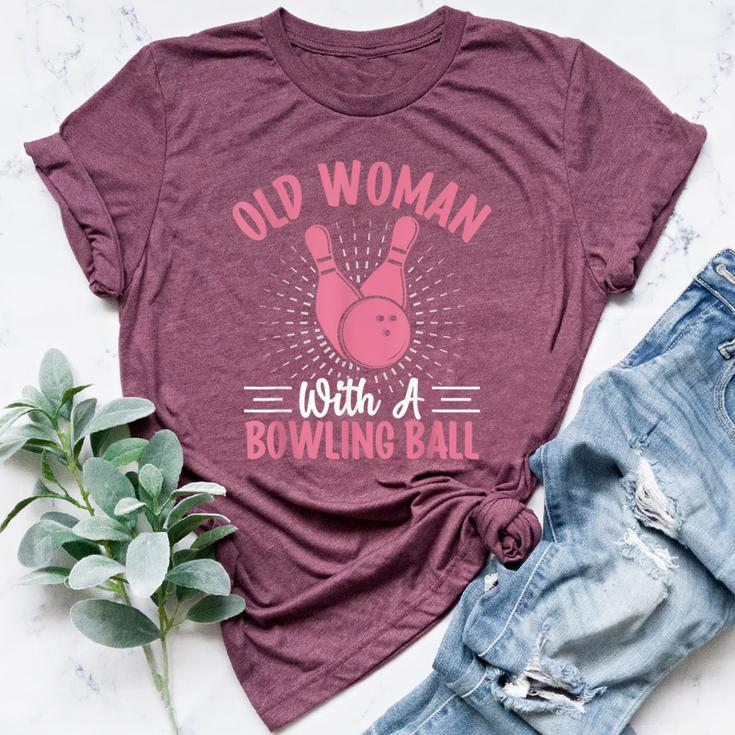 Old Woman With A Bowling Ball I Bowling Bella Canvas T-shirt