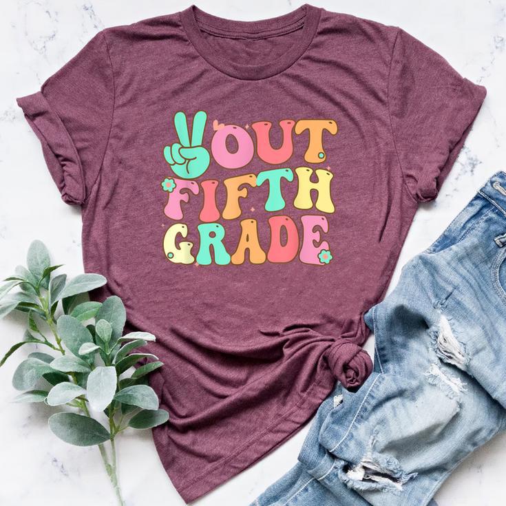 Peace Sign Out Fifth Grade Last Day School 5Th Graduation Bella Canvas T-shirt