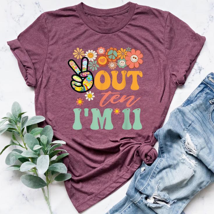 Peace Out Ten I'm 11 Groovy 11Th Happy Birthday Boy Girl Bella Canvas T-shirt