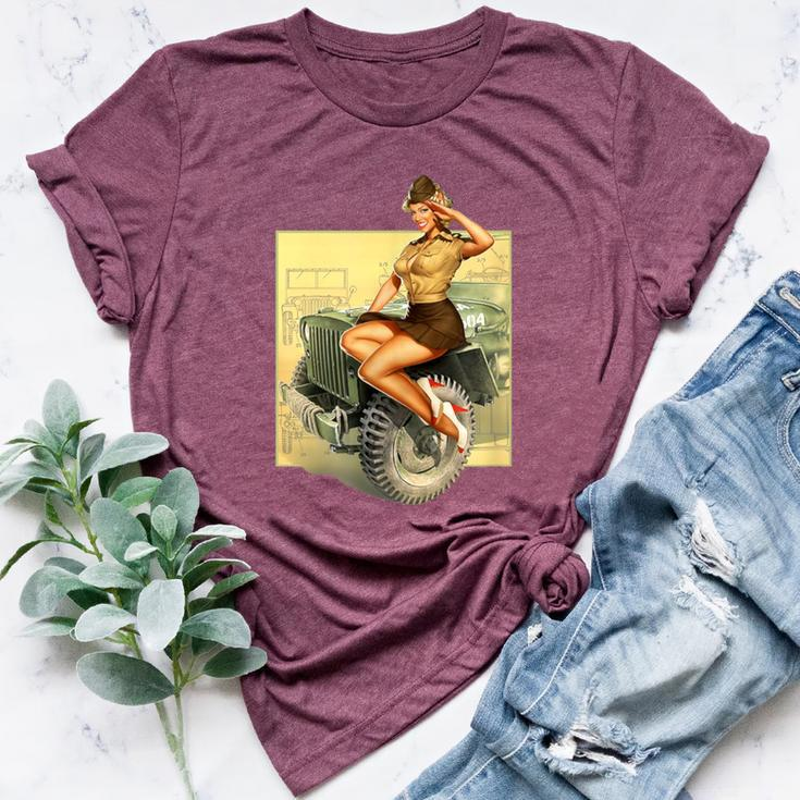 Pin-Up Girls Willys Mb Ww2 Poster Vintage Bella Canvas T-shirt