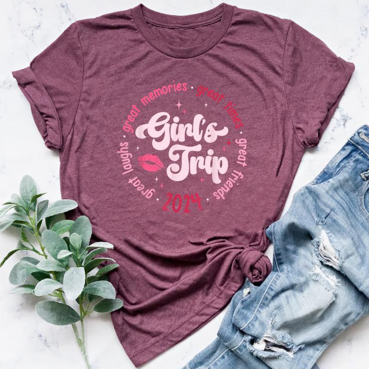 Pink Retro Girl's Trip Memories 2024 Besties Travel Together Bella Canvas T-shirt
