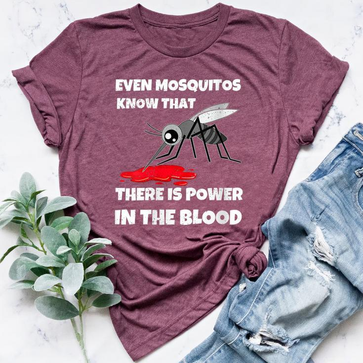 Power In The Blood Mosquito Religion Pun Christian Bella Canvas T-shirt