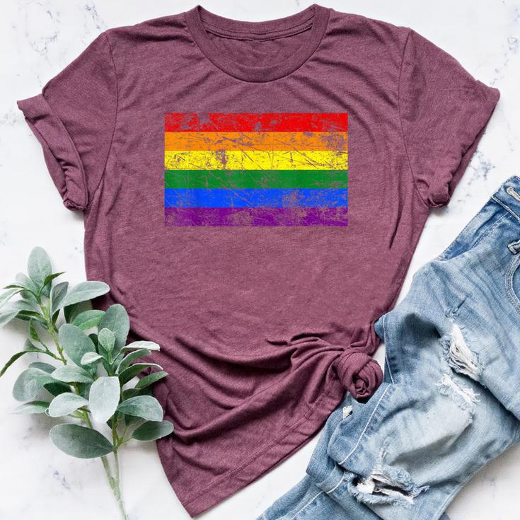 Pride Rainbow Flag Lgbt Gay Lesbian Vintage Bella Canvas T-shirt
