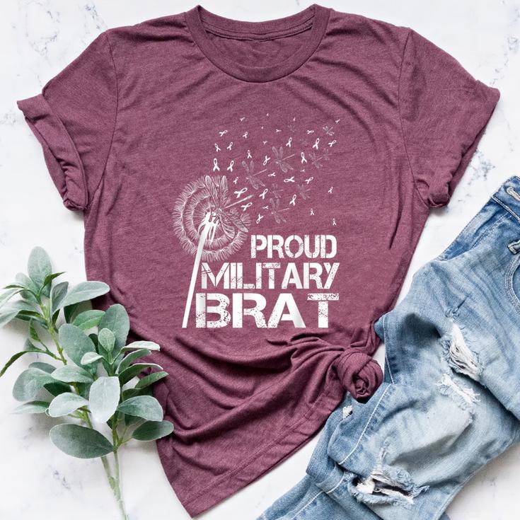 Proud Military Brat Military Child Month Purple Up Dandelion Bella Canvas T-shirt