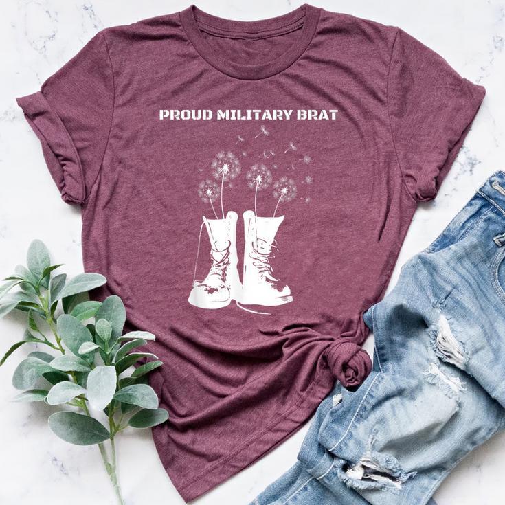 Proud Military Brat Dandelion Combat Boots Bella Canvas T-shirt