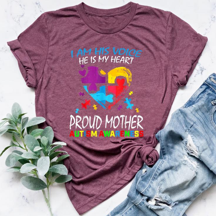 Pround Autism Mom Heart Mother Puzzle Piece Autism Awareness Bella Canvas T-shirt