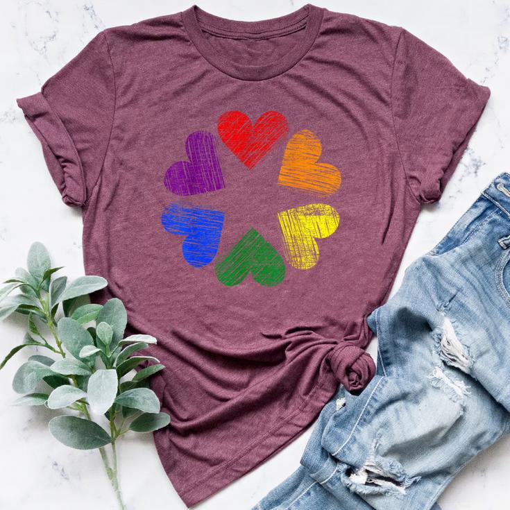 Rainbow Circle Of Hearts Love Gay Pride Lgbt Bella Canvas T-shirt