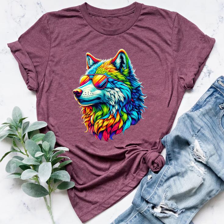 Rainbow Gay Pride Wolf Lesbian Lgbtq Wolves Bella Canvas T-shirt