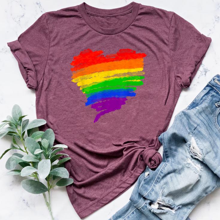 Rainbow Heart Lgbt Ally Lgbtq Lesbian Transgender Gay Pride Bella Canvas T-shirt