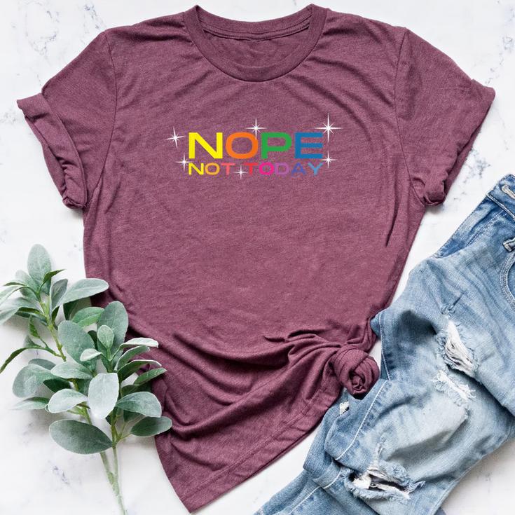 Rainbow Nope Nah Today Meme Lazy Quote Sarcastic Gag Saying Bella Canvas T-shirt