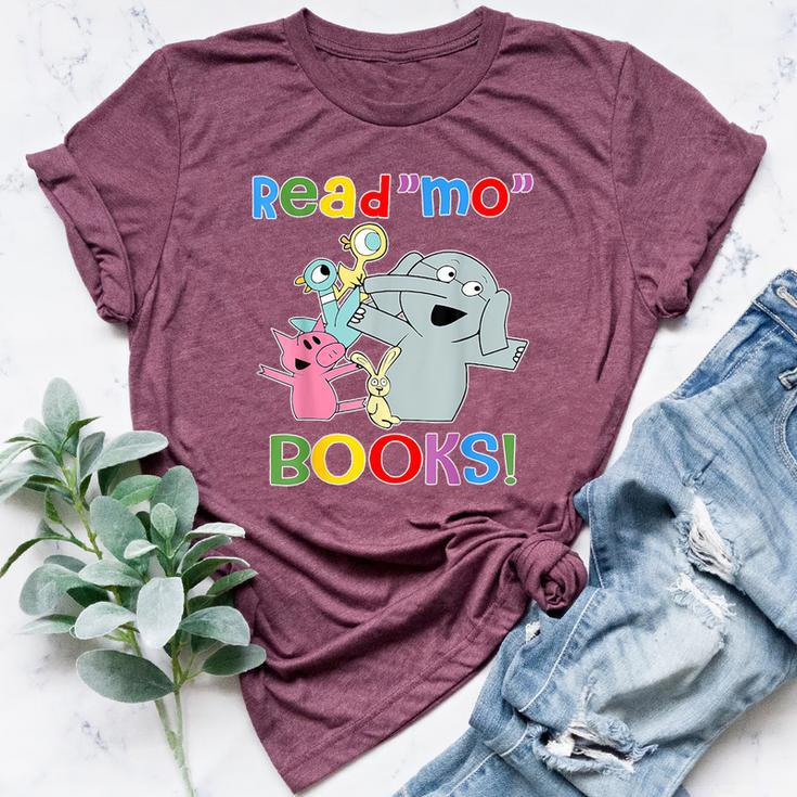 Read Mo Book Cute School Teacher Librarian Elephant Pigeon Bella Canvas T-shirt