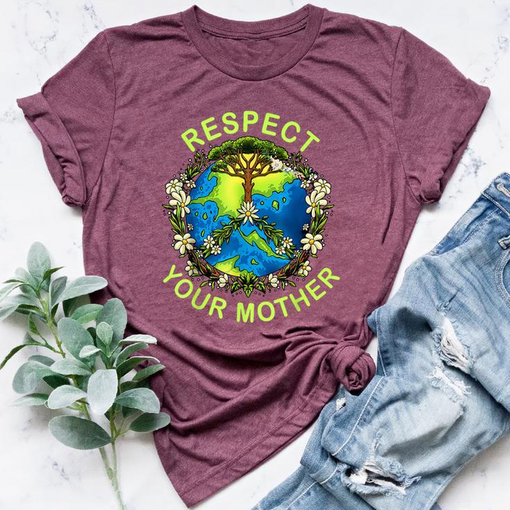 Respect Your Mother Earth Day Nature Goddess Flowers Bella Canvas T-shirt