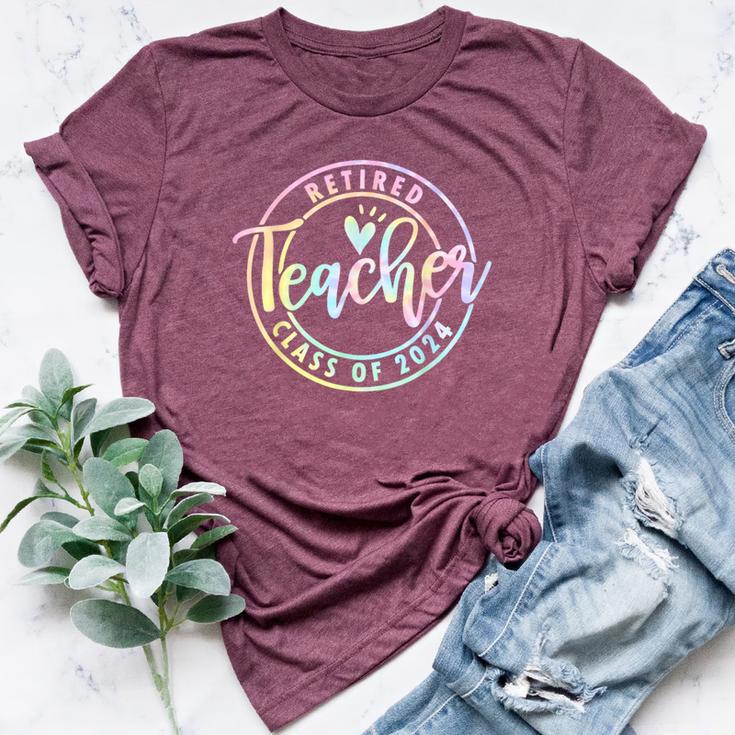 Retired Teacher Class Of 2024 Tie Dye Retirement School Bella Canvas T-shirt