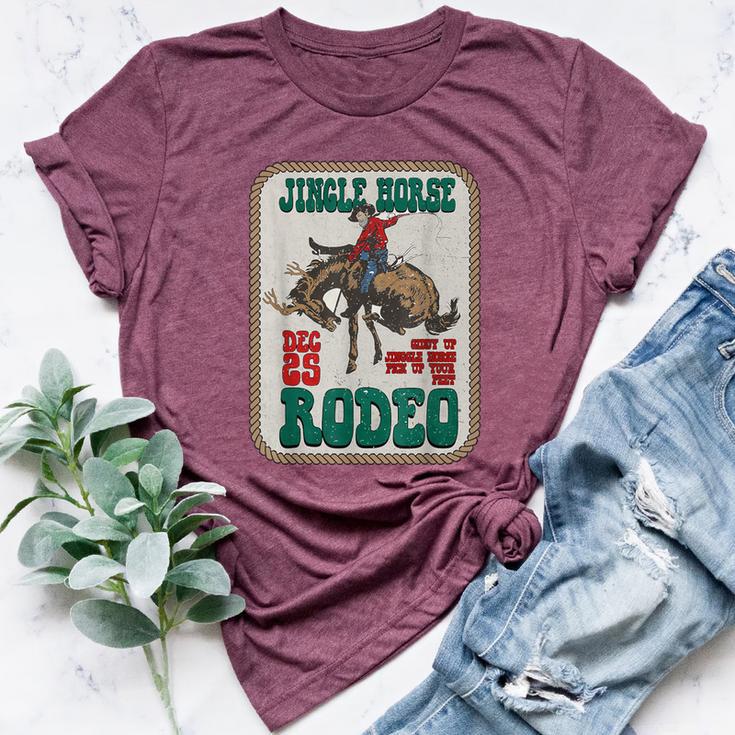 Retro Groovy Jingle Horse Rodeo Christmas Western Cowboy Bella Canvas T-shirt